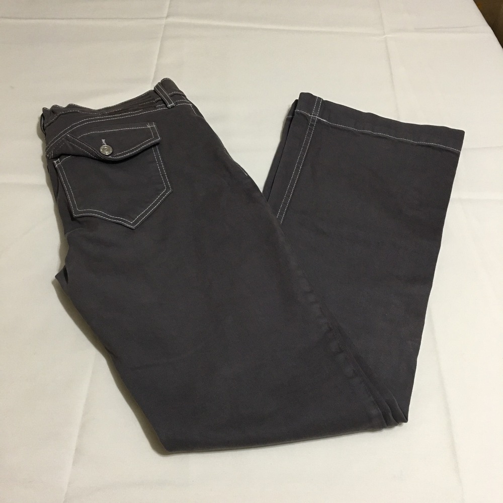 Revice Denim Flare Pants Womens 31 Gray Contrast Stitch Flap Pocket